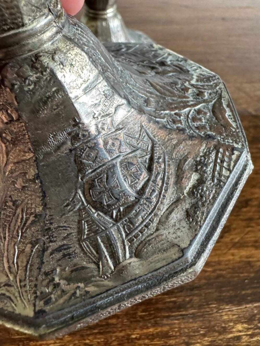Pair of Etched Silver-Tone Repousse Candle Holders - Picture 9 of 14